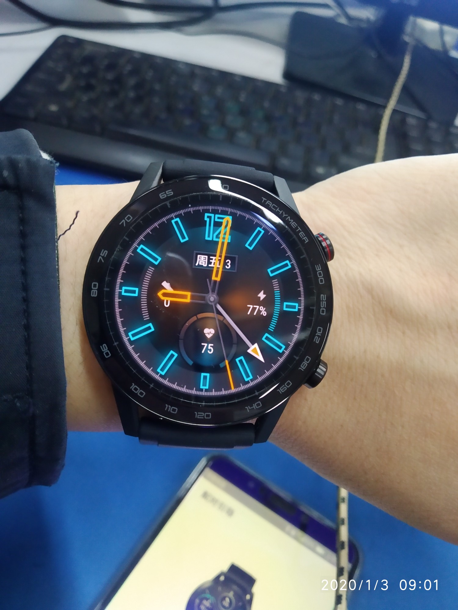 华为荣耀(honor)荣耀手表 magicwatch 2 46mm 运动款碳石黑 蓝牙通话