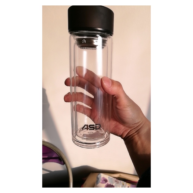 爱仕达(asd)双层高硼硅玻璃杯 水具茶杯 不锈钢滤网320ml容量男女士带