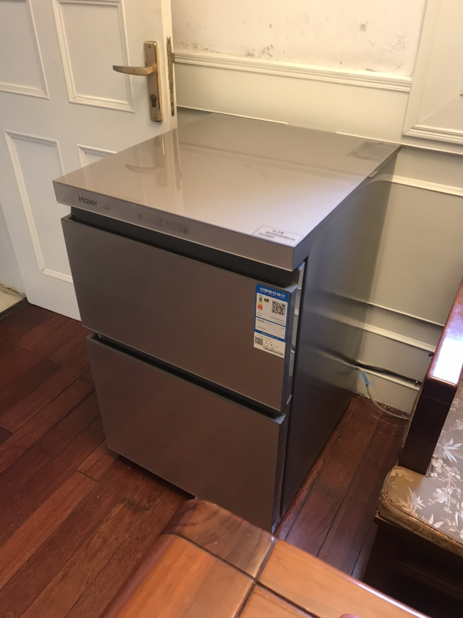 haier海尔网红冰柜小型家用冷柜103升风冷无霜立式家用抽屉式茶叶母乳