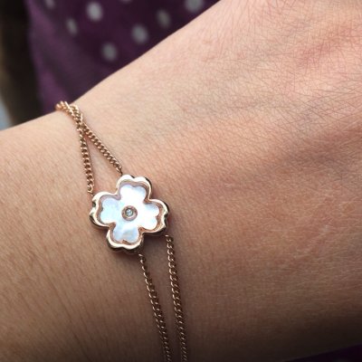 佐卡伊四叶草钻石手链 母贝镶钻幸运礼物