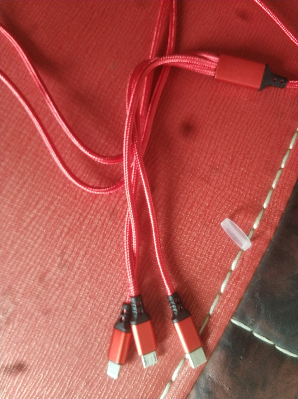 合一数据线快充车载一拖三安卓小米华为type-c充电数据线 红色晒单图