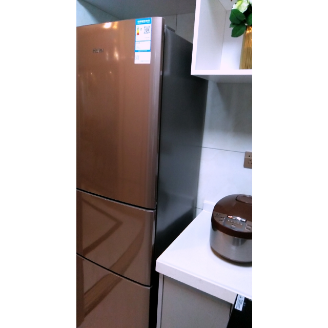 海尔(haier)206升直冷定频电冰箱三门冷藏家用节能静音bcd-206stpp