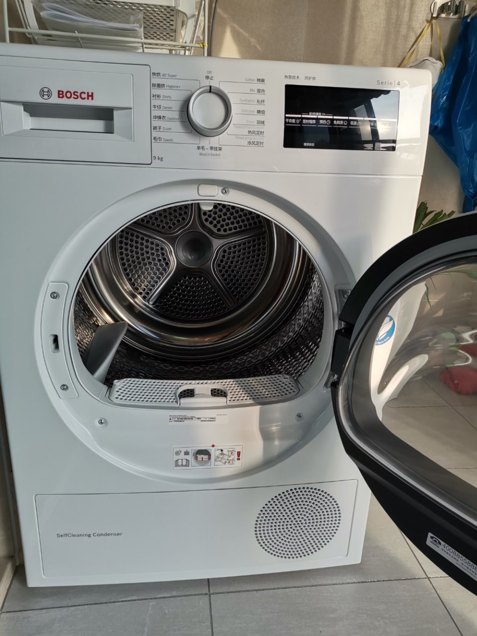 博世(bosch) wtw875601w 9公斤 烘干机 热泵干衣机 原装进口 婴幼除菌