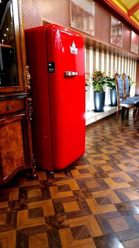 hck哈士奇bc-130gga复古冰箱单门冷藏冷冻冰箱 家用办公室酒店贵族冰