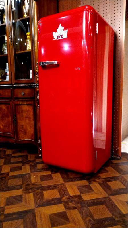 hck哈士奇bc-130gga复古冰箱单门冷藏冷冻冰箱 家用办公室酒店贵族冰