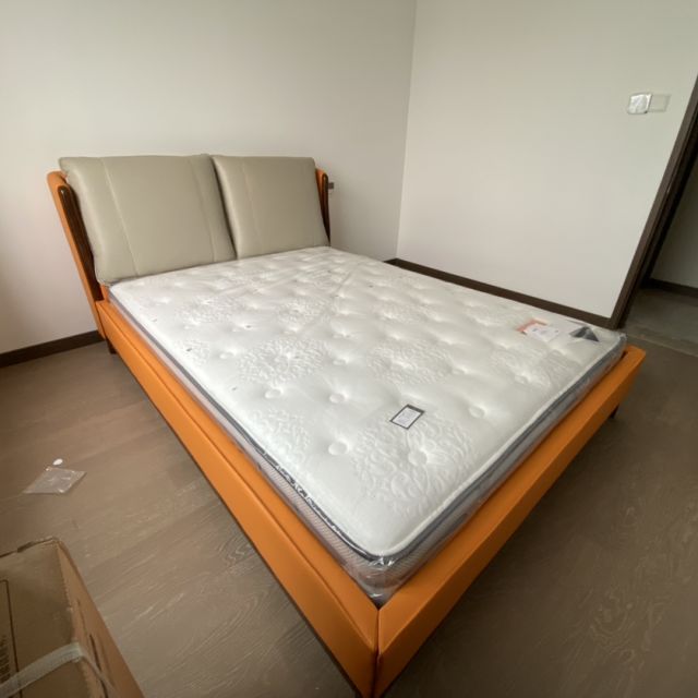 5m/1.8m轻奢品质软床 头层黄牛皮 实木框架 嵌入式床边 双人床