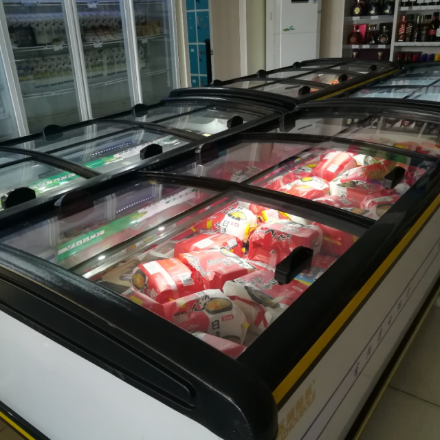 528升推拉门岛柜 商用冷藏冷冻展示柜 卧式冷柜 海鲜柜 速冻冰柜
