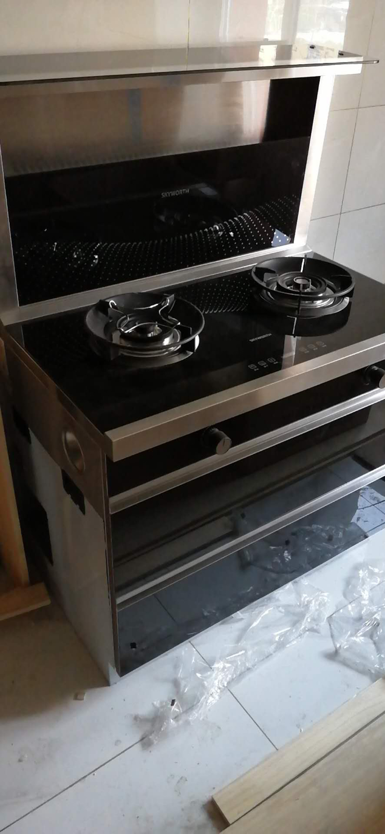 创维(skyworth)集成灶一体灶家用消毒柜一体下排式侧吸油烟机环保灶烟