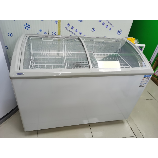 haier/海尔 冰激凌雪糕柜 卧式冷柜玻璃门冷藏冷冻冰商用圆弧冷冻展示