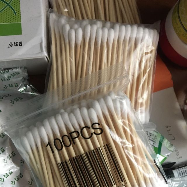 100根双头棉签卫生棉棒美容棒化妆用掏耳朵一次性卸妆木棒