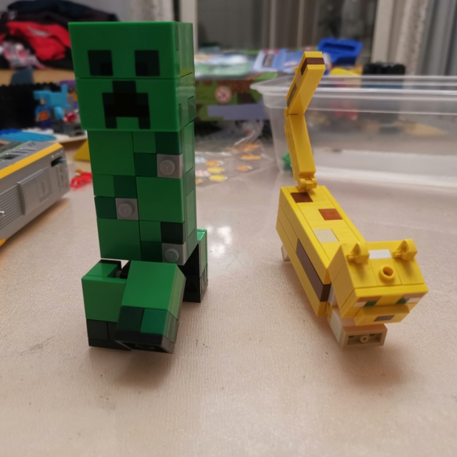 lego乐高20年1月新品21156 乐高我的世界大人仔爬行者和豹猫益智拼插