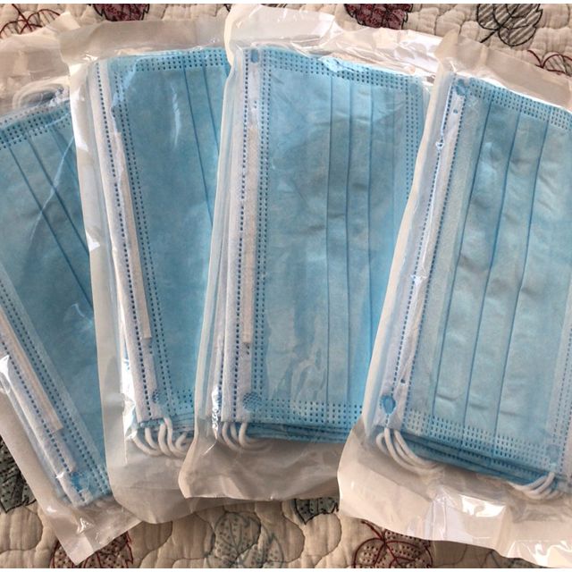 贻贝一次性防护口罩三层过滤成人防飞沫雾霾50只蓝色成人款