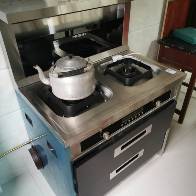 e不锈钢台面集成灶美大抽油烟机燃气灶消毒柜套装一体灶家用天然气款