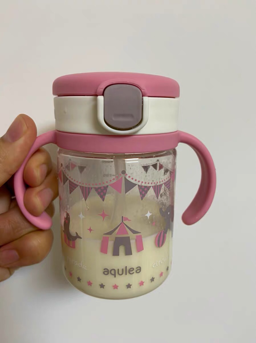 richell利其尔儿童吸管水杯宝宝夏季水杯喝水杯便携新款透透杯儿童