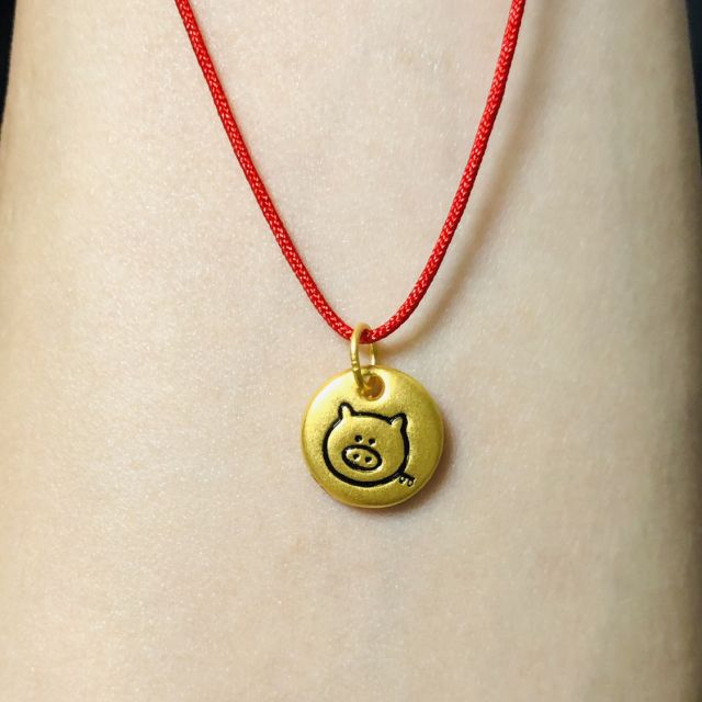 手拉手(slaso) 十二生肖黄金吊坠女士 生肖鼠本命年吊坠足金999 3d硬