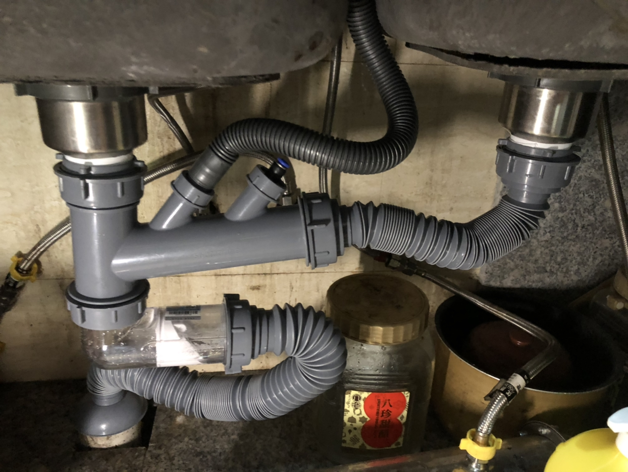 艇厨房下水管 水槽下水管 双槽下水管 洗菜盆下水管配件洗碗池下水器