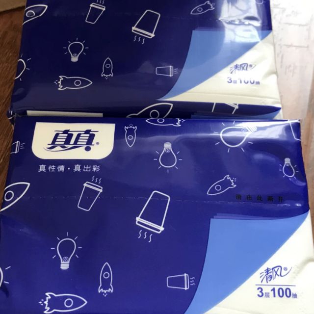 清风抽纸真真3层100抽24包面巾纸餐巾纸擦手纸
