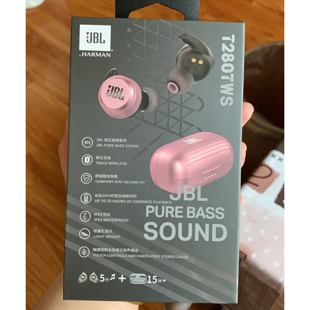 jblt280tws真无线蓝牙耳机入耳式运动耳机防水防汗跑步耳麦金属充电盒