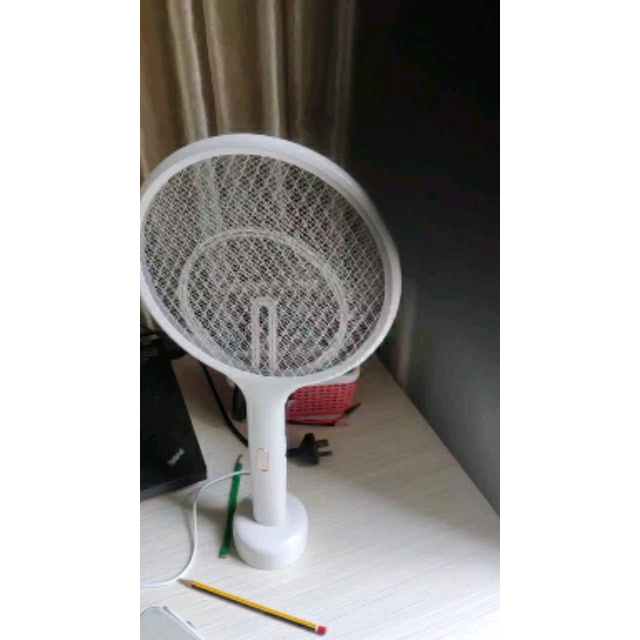 灯充电击式灭蚊拍一物两用立式灭蝇神器电子无辐射智能捕灭驱蚊器白色