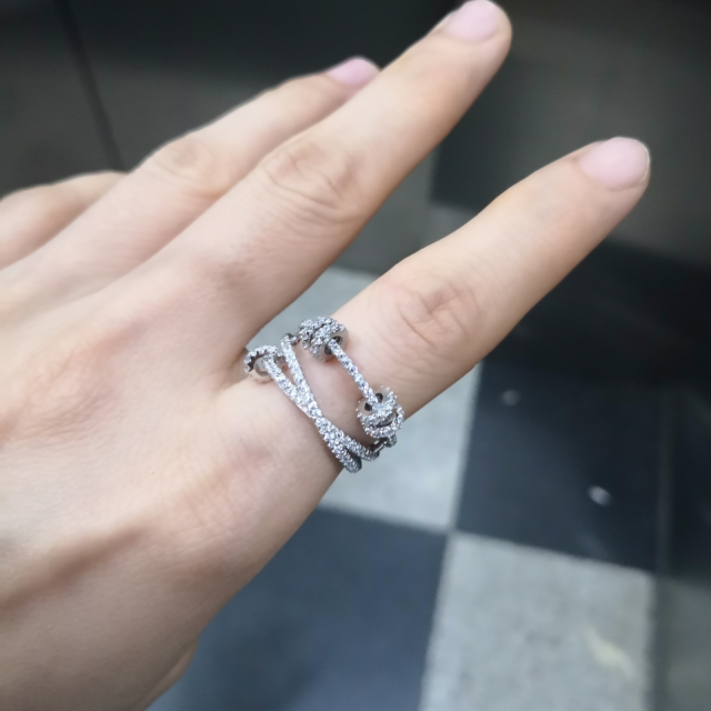 apmmonaco时来运转戒指女时尚个性食指s925银戒指银饰品首饰a17574ox