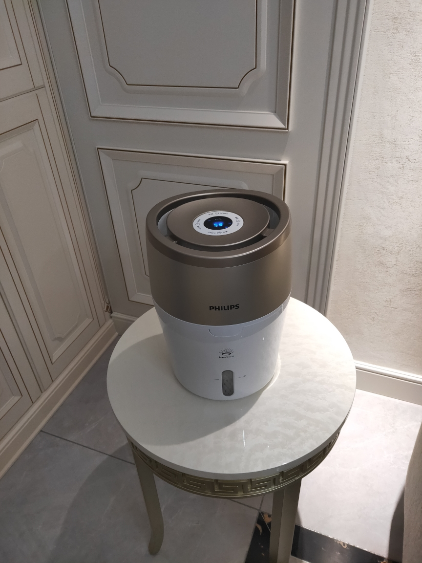 飞利浦 加湿器 家用卧室办公室无雾迷你加湿器 牡蛎金hu4803/00带数显