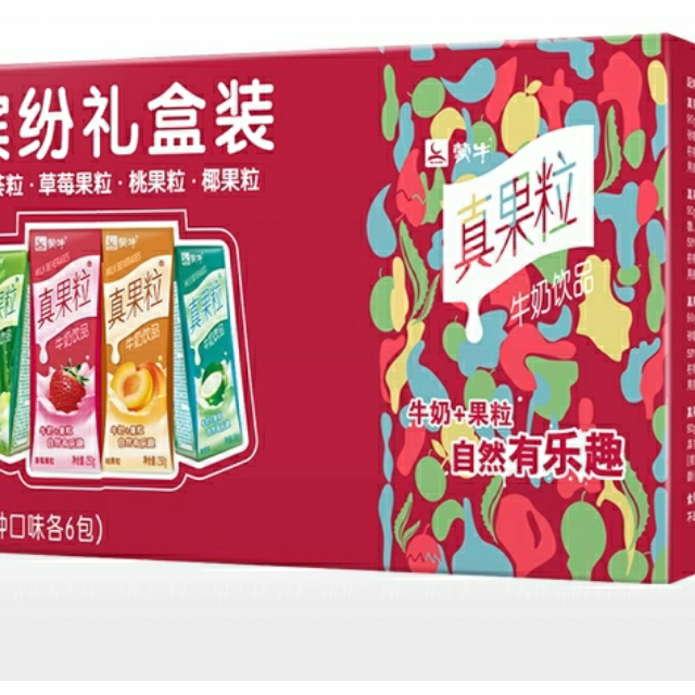 真果粒牛奶饮品草莓芦荟椰果桃果粒250g24四种口味缤纷装新老包装随机