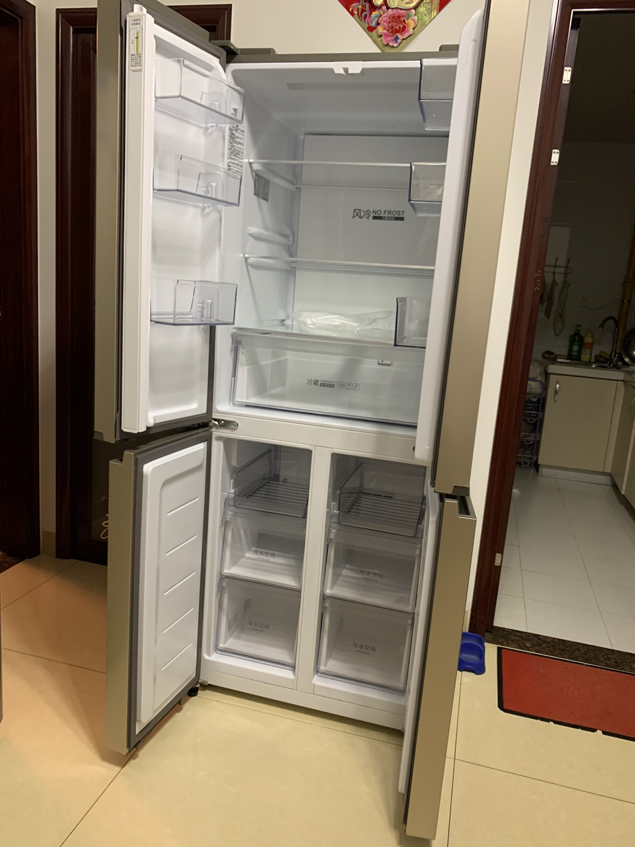 haier/海尔 403升小型十字对开门超薄冰箱 四开门四门多门变频无霜电