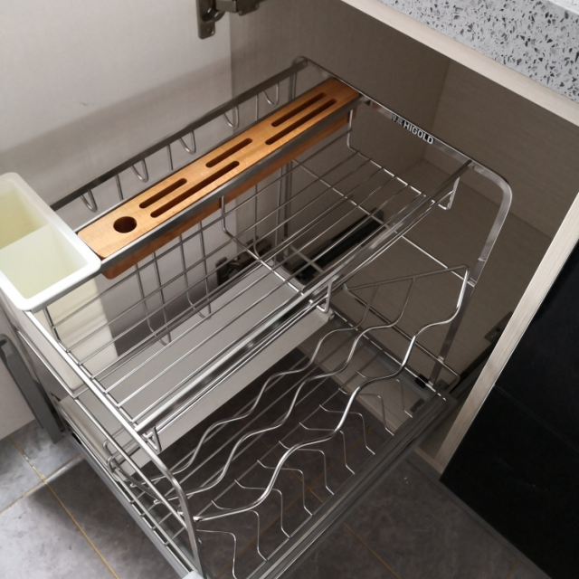 higold/悍高 黑钻304不锈钢调味拉篮 304方钢-450柜体(配接水盘)卫浴