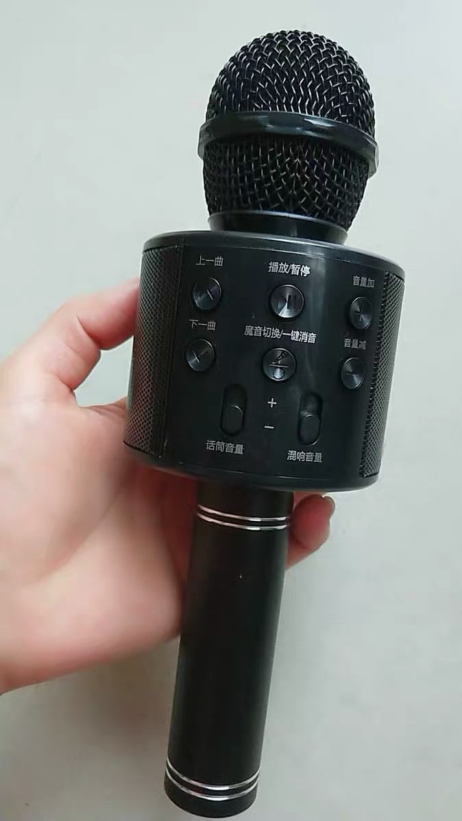 高品质全民k歌麦克风无线蓝牙手机唱歌电视手机儿童话筒音响一体 黑色