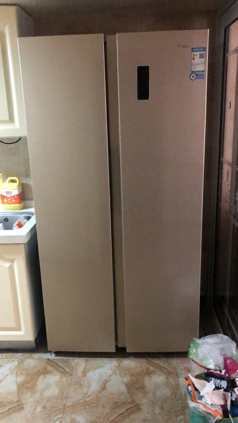 双鹿冰箱 466升 金色 变频风机 金属面板 对开门 风冷 大冰箱 电脑