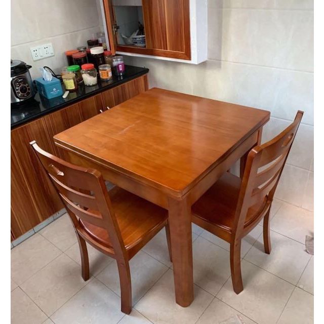 青木川 全实木餐桌四人 纯实木餐桌椅组合套装 正方形家用客厅餐厅