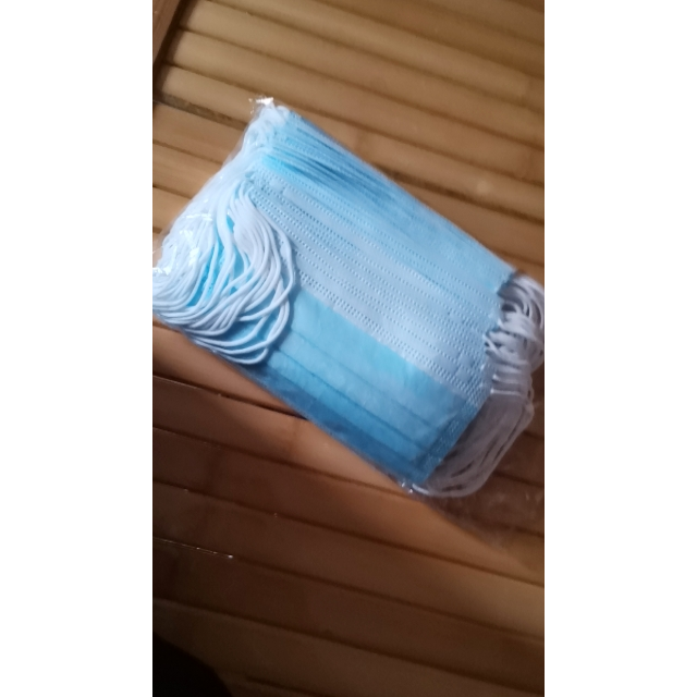 贻贝一次性防护口罩三层过滤成人防飞沫雾霾50只蓝色成人款