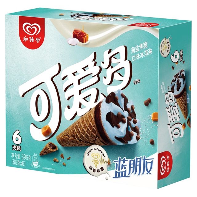 可爱多甜筒焦糖海盐口味冰淇淋396g6支装
