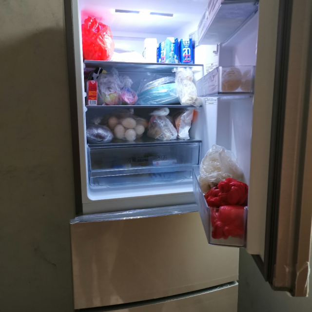 海尔(haier)bcd-213wmps 213升风冷无霜家用三门电冰箱 deo净味 金色