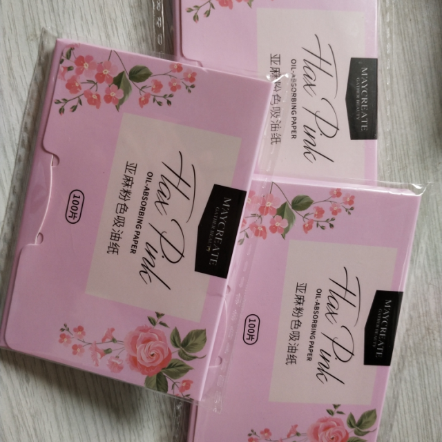 健美创研面部吸油纸100片清爽控油去油纸脸部化妆工具男女士亚麻粉色