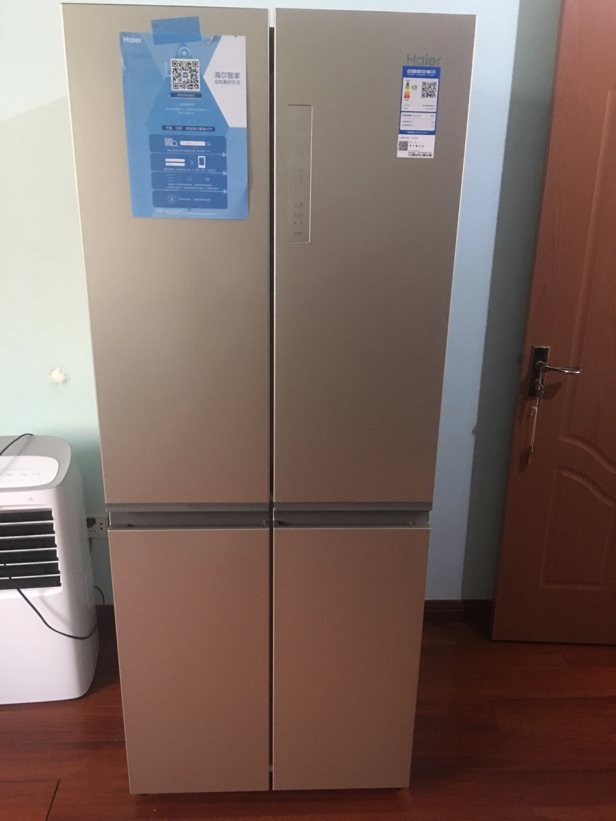 海尔403升冰箱双开门十字四门对开小型无霜变频家用 bcd-403wdpt晒单