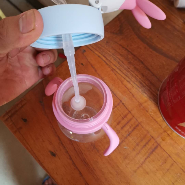 迪乐贝尔婴儿学饮杯宝宝重力球吸管杯儿童水杯防漏喝水杯抗摔带手柄
