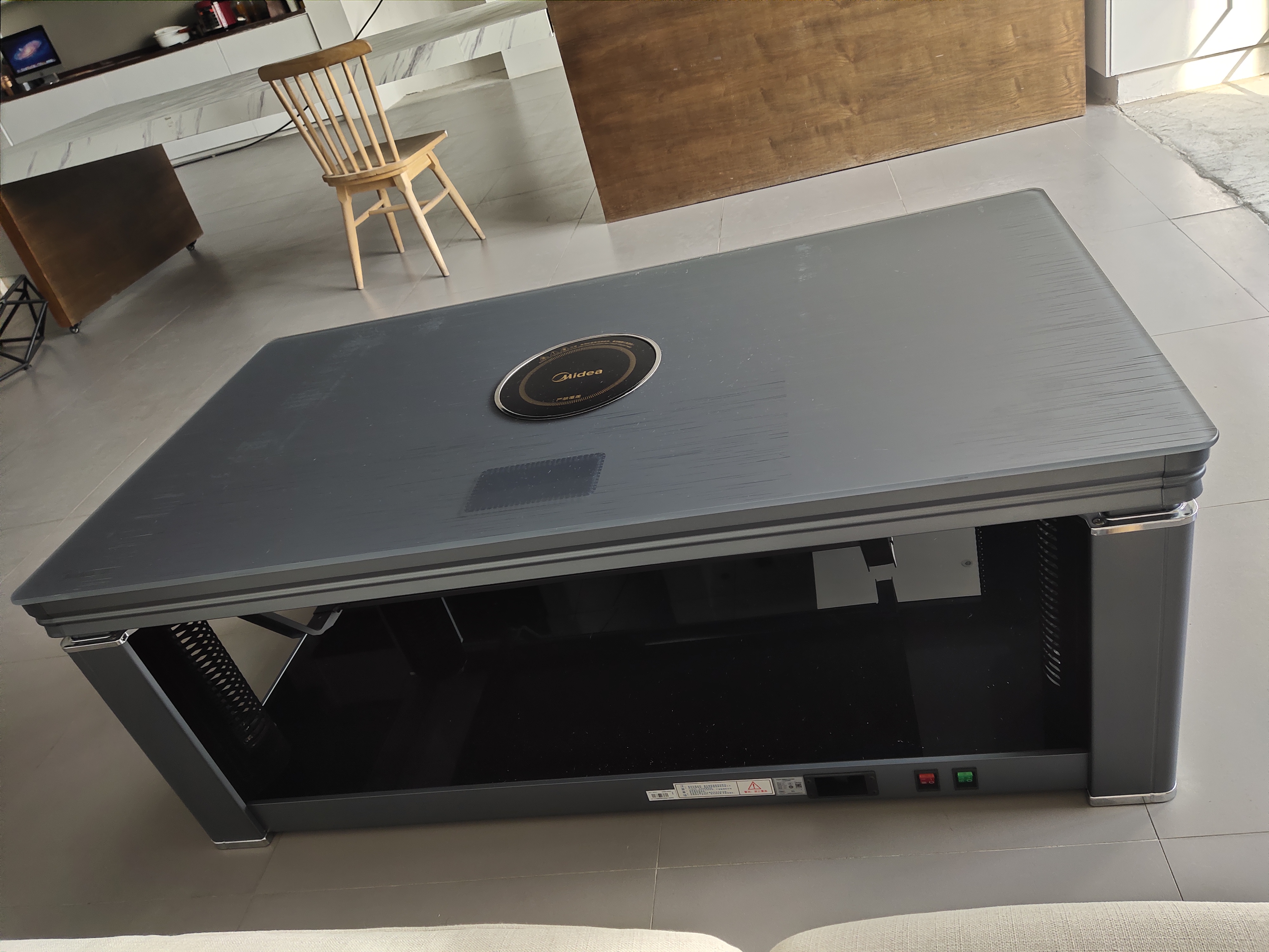 美的(midea)电暖桌nzy-srg1银灰十纯取暖桌长方形家用多功能烤火桌子