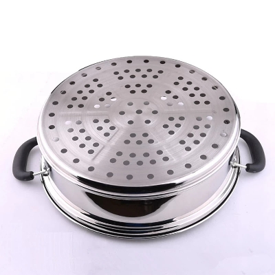 24cm加高加厚不锈钢蒸格蒸屉凹口蒸笼蒸锅用蒸格家用炒锅汤锅火锅蒸篦