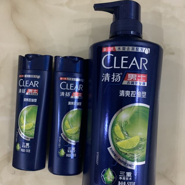 清揚clear洗髮水補水套裝男士去屑洗髮露清爽控油型500g100g2聯合利華