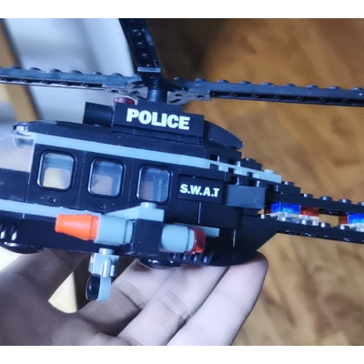 沃马积木男孩玩具儿童玩具特警系列特警战队之游隼号武装直升机c0564