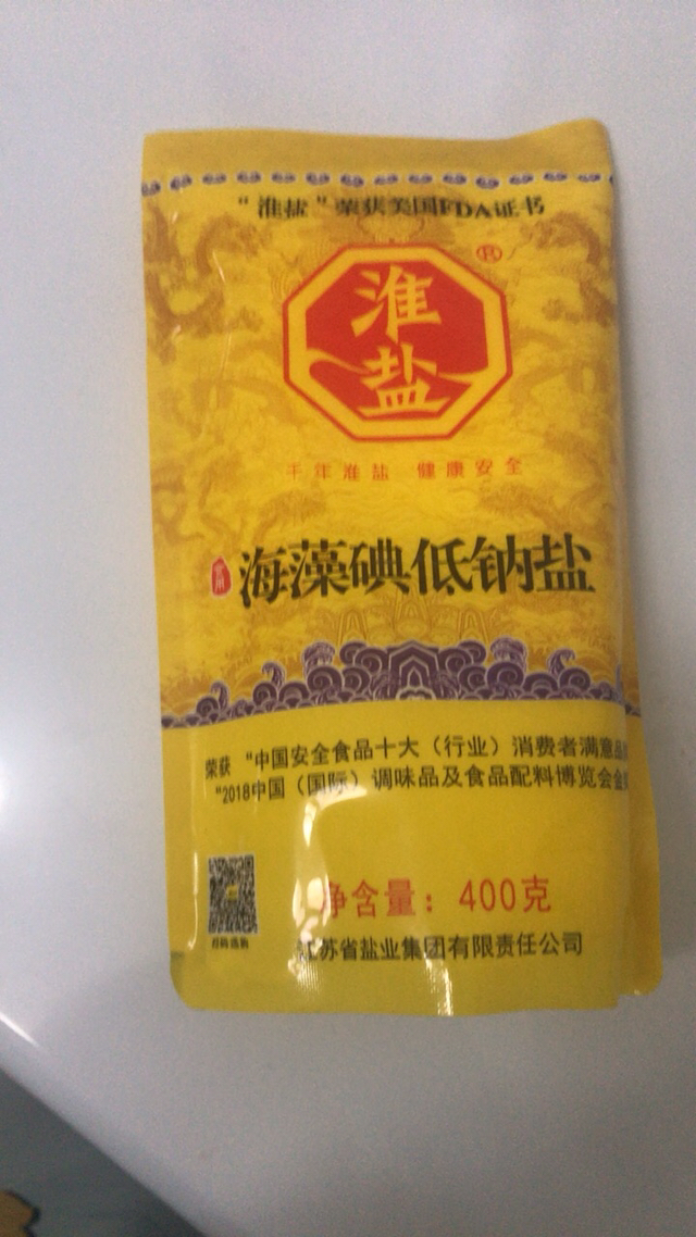 淮牌海藻碘低钠盐400g*6袋装日常炒菜盐食盐细盐食用盐调味盐调料盐