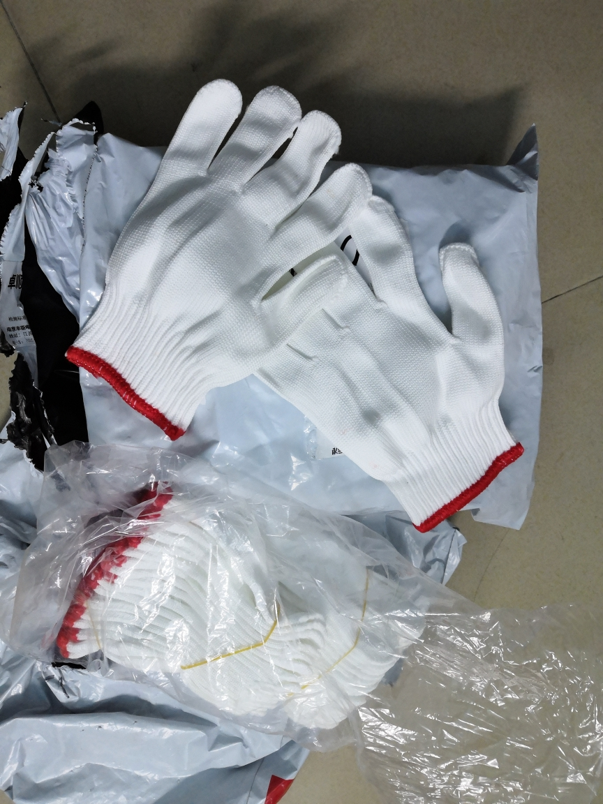 卓顺杰 尼龙手套24付装 劳保线手套 劳动工地工作干活白线手套 劳保
