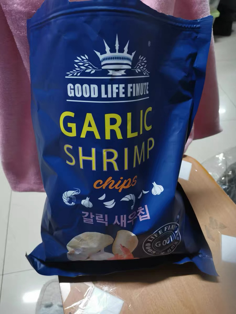 韩国进口趣莱福香脆蒜蓉味虾片240g大包装零食袋网红膨化食品家庭分享