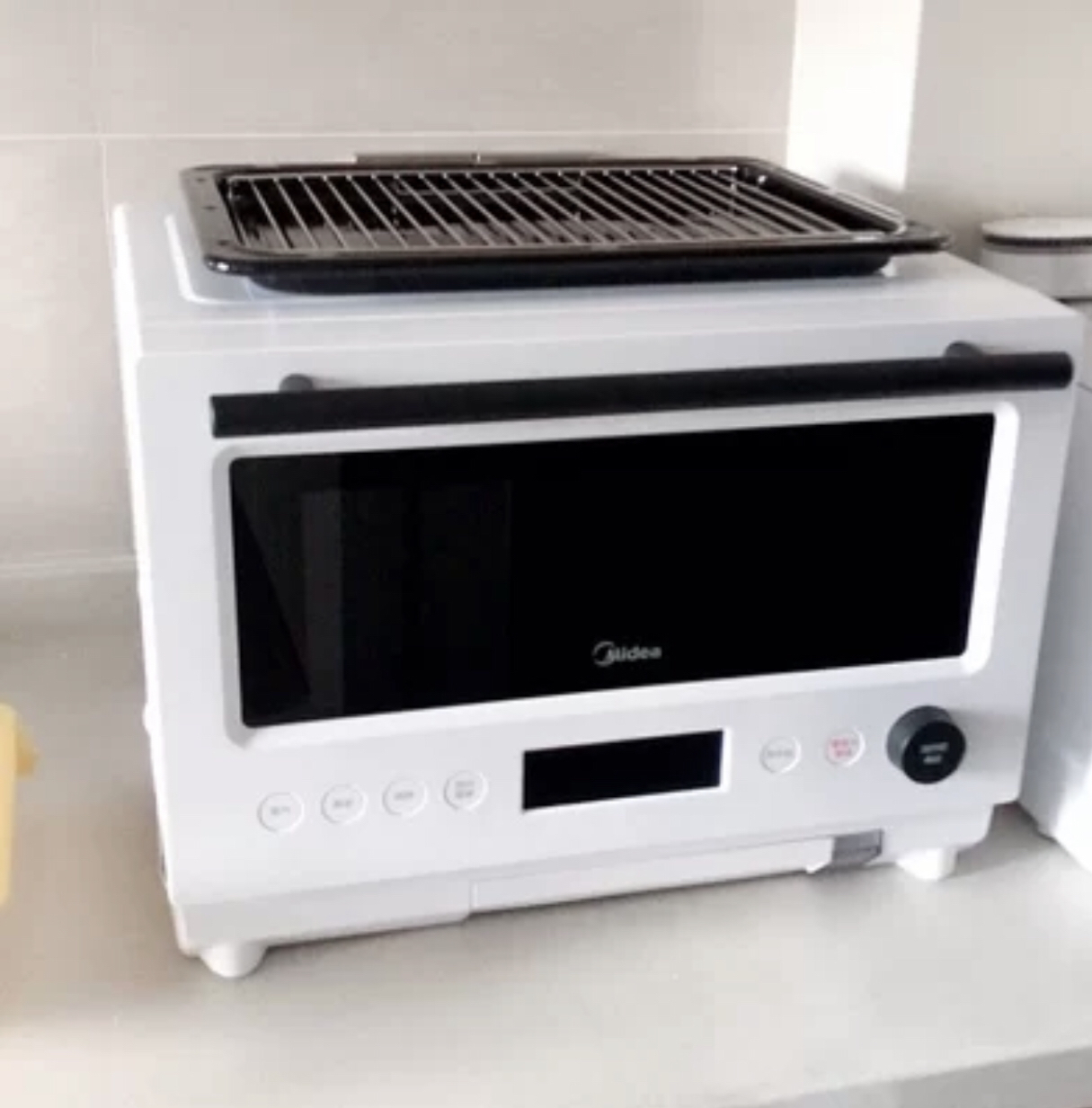 美的微波炉pg2310家用桌面式微蒸烤一体机23升大容量 不锈钢内胆 蒸汽