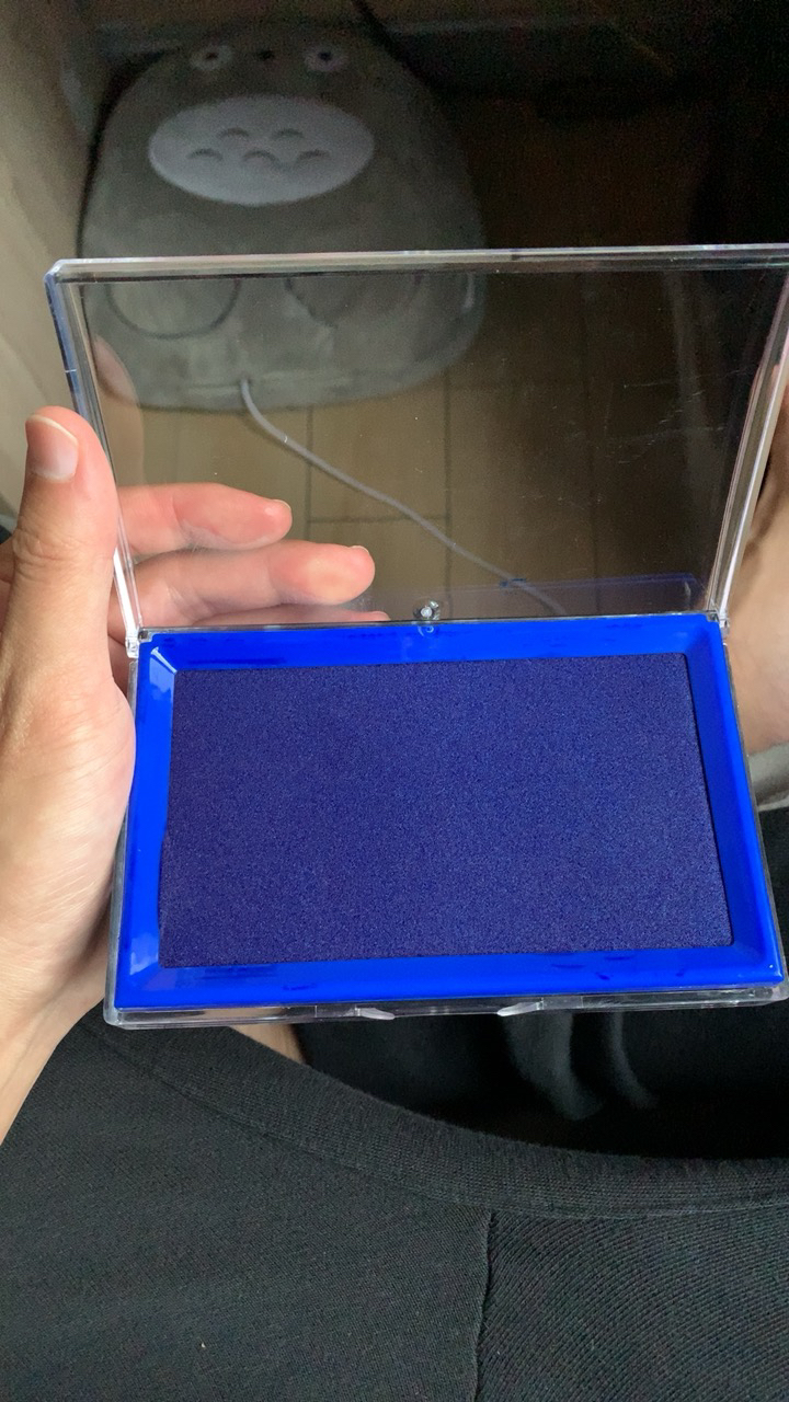 得力deli9864蓝色海绵长方形大号铜章橡皮章速干印台印泥油性印台137*