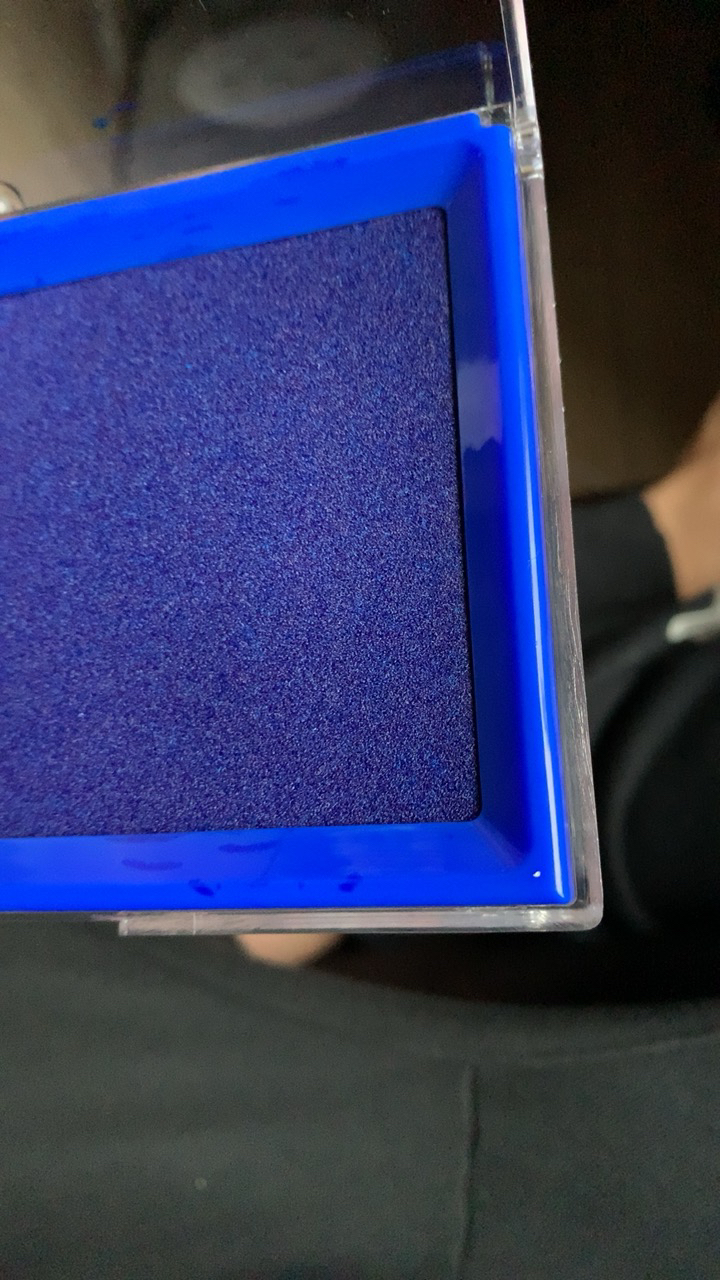 得力deli9864蓝色海绵长方形大号铜章橡皮章速干印台印泥油性印台137*