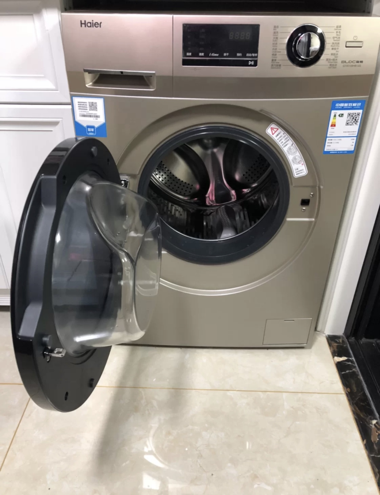 海尔(haier)g100108hb12g 10公斤 全自动滚筒洗衣机 烘洗干一体机