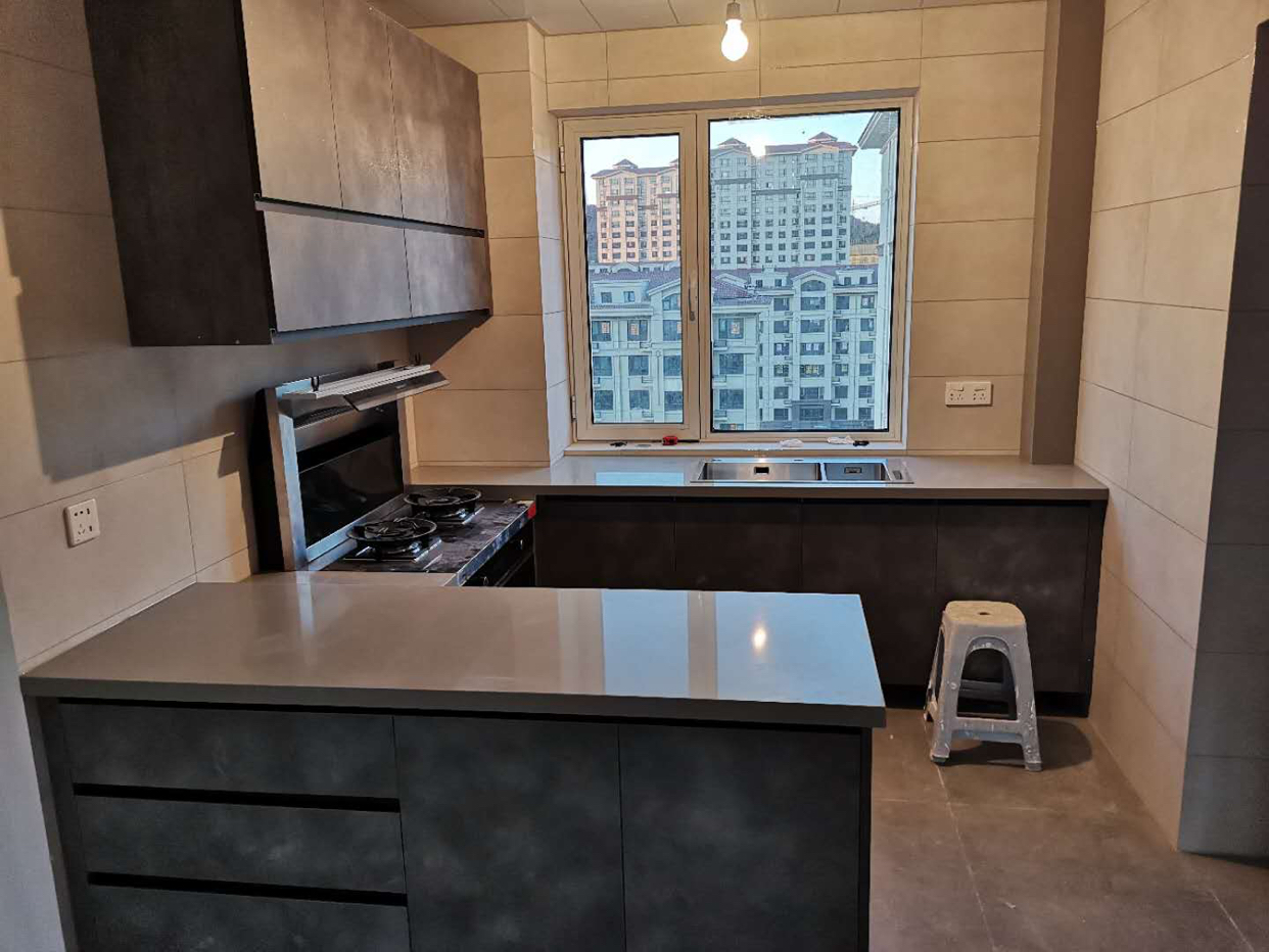 我乐橱柜萨特 现代简约整体厨房柜收纳定制家用开放式石英石台面晒单