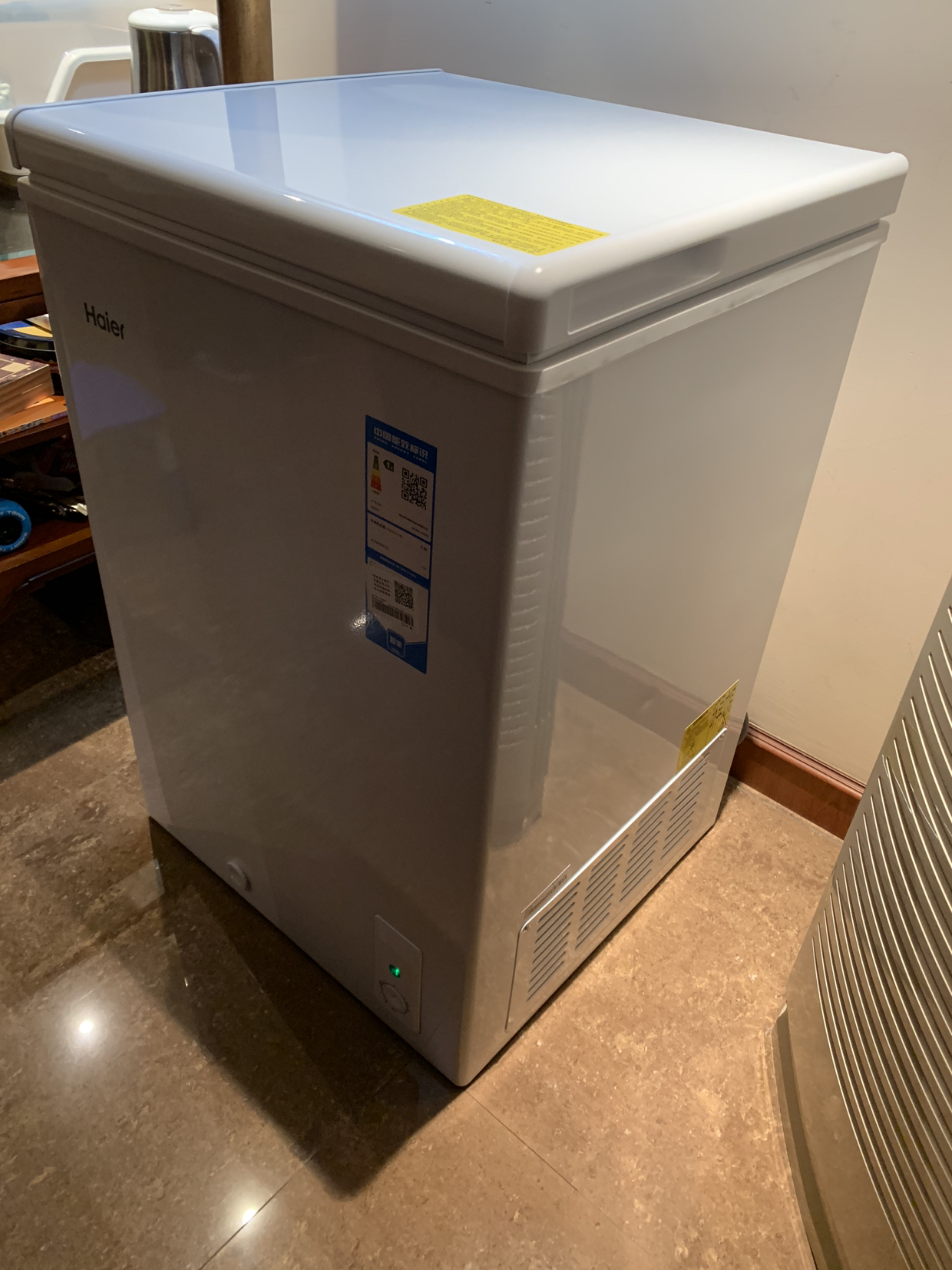 海尔(haier)103升 卧式冷柜 80%减霜 一机多用 节能省电 家用小冰柜